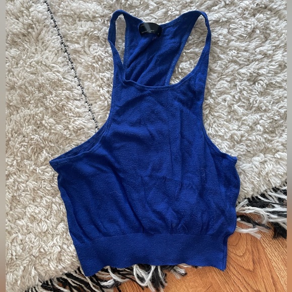 American apparel blue knit racer back crop top size medium - Picture 1 of 3